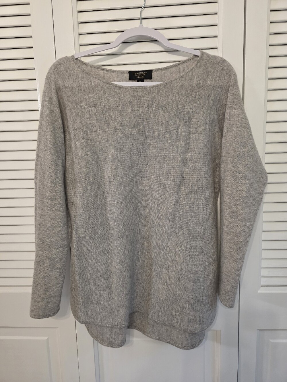 Chater Club Luxury Cashmere Boatneck Oversized Light Gray Women's PS, Sweater